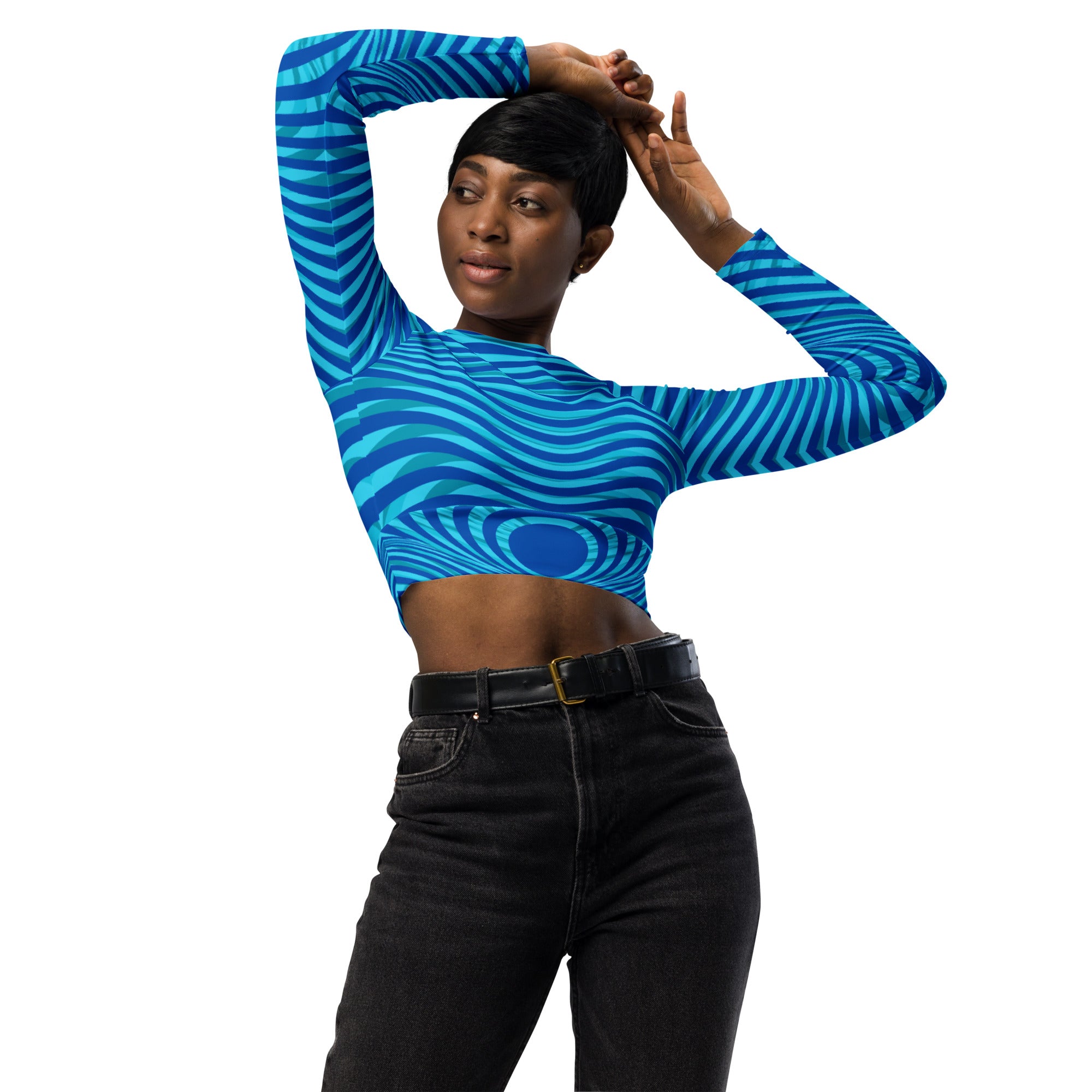 Recycled Blue Stripe crop top