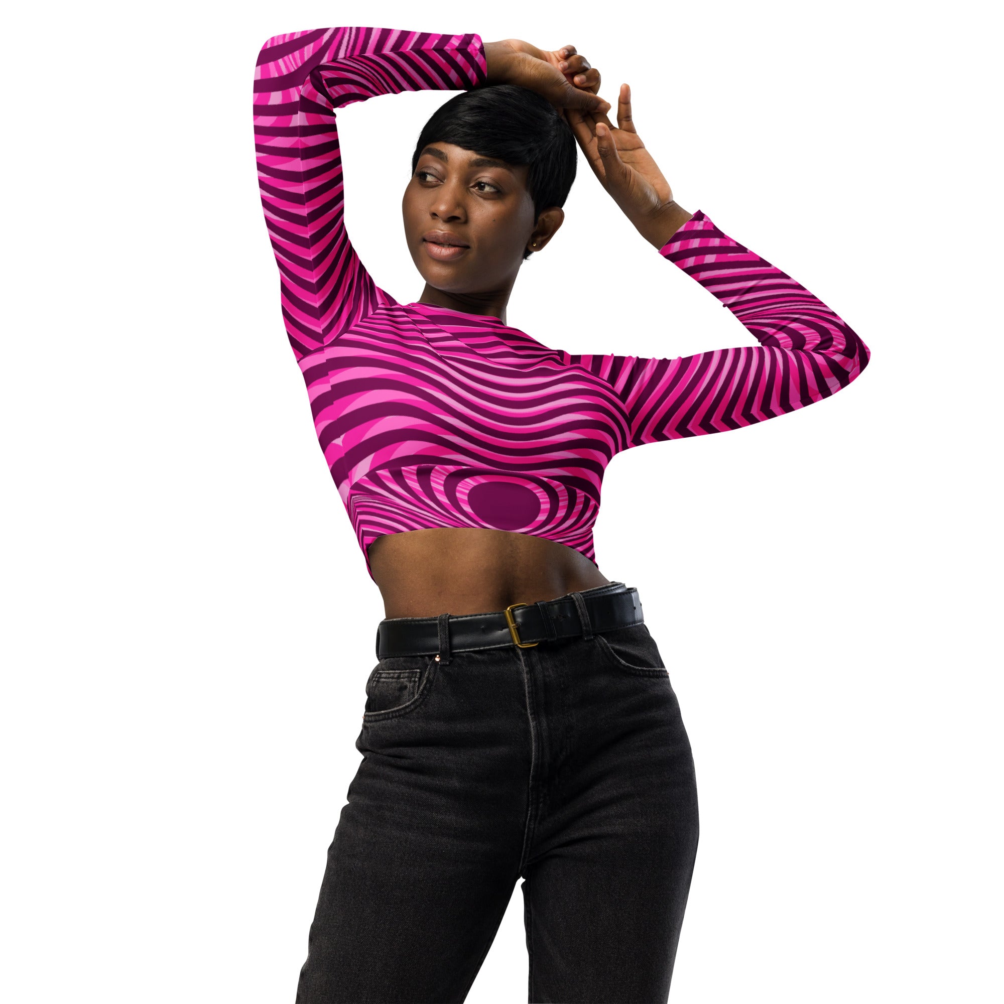 Recycled Pink Stripe crop top