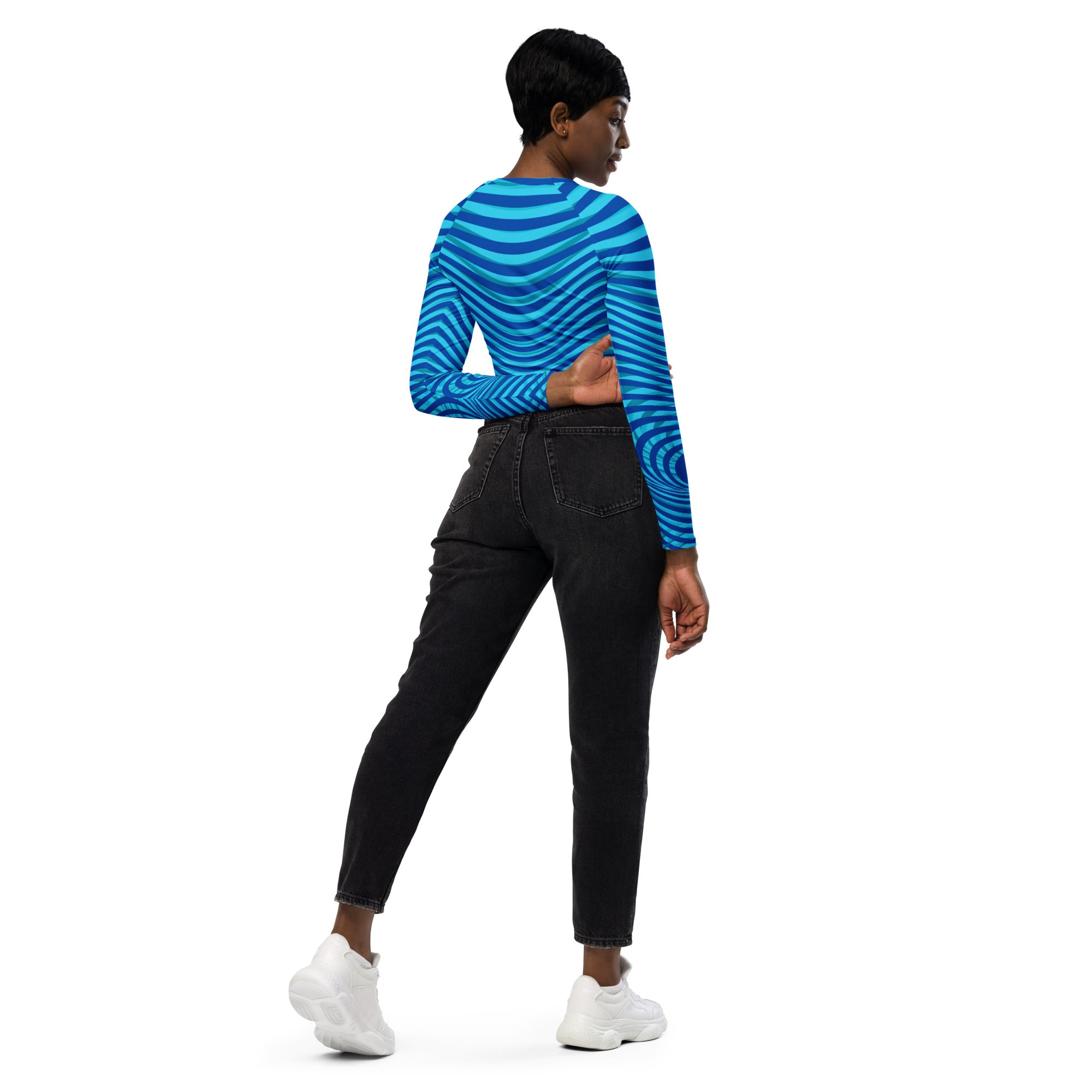 Recycled Blue Stripe crop top