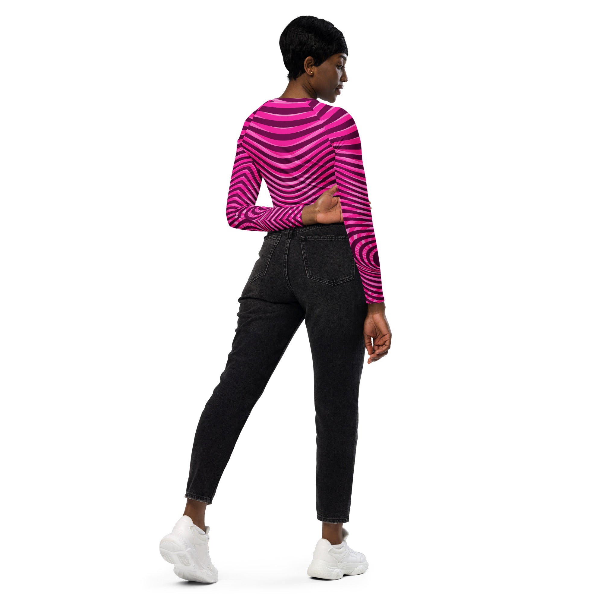 Recycled Pink Stripe crop top