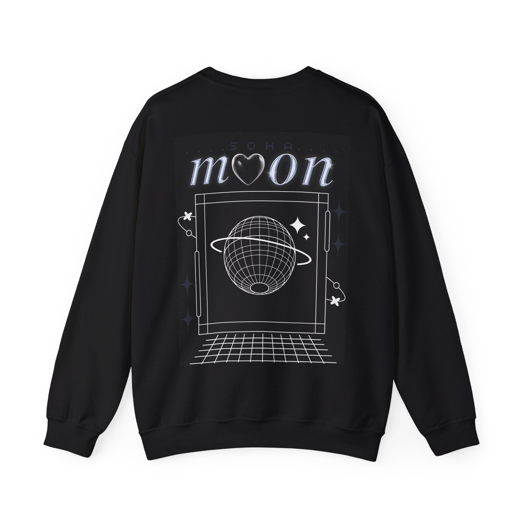 NEOLUNA Crewneck (BLACK) – Retro-Tech Celestial Sweatshirt | MOON SOHA