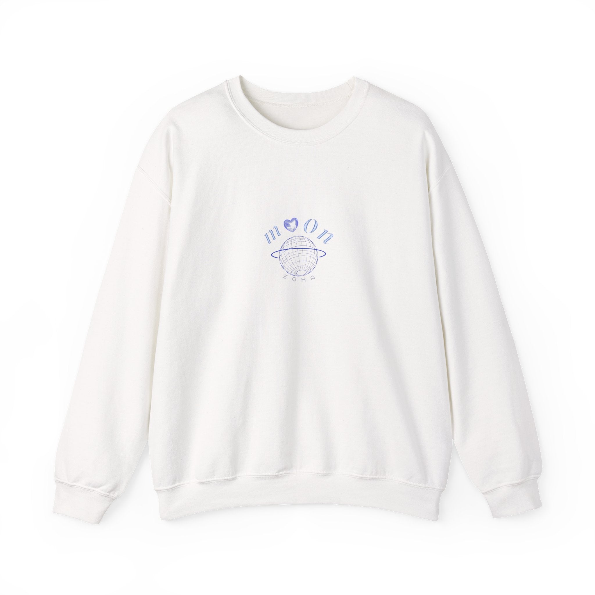 NEOLUNA Crewneck (WHITE) – Retro-Tech Celestial Sweatshirt | MOON SOHA