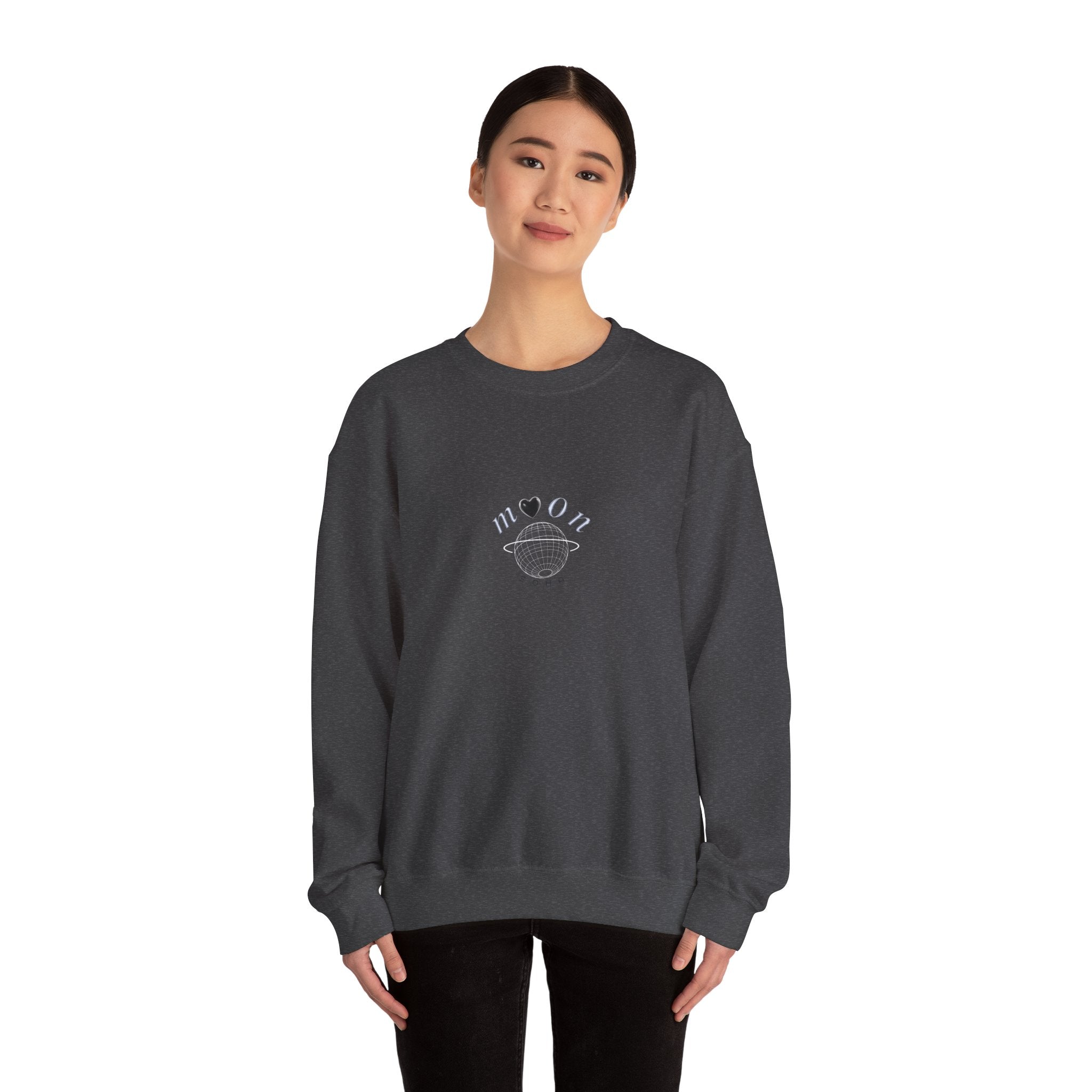 NEOLUNA Crewneck (BLACK) – Retro-Tech Celestial Sweatshirt | MOON SOHA