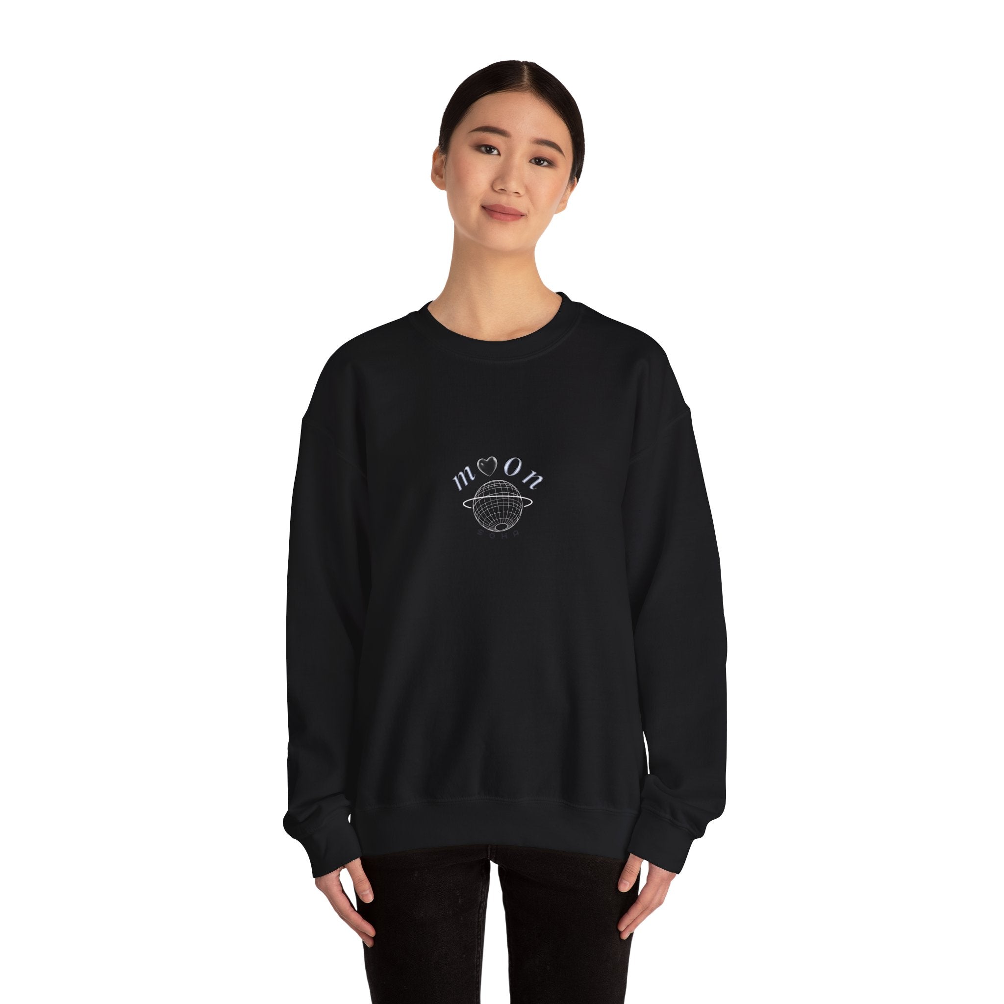 NEOLUNA Crewneck (BLACK) – Retro-Tech Celestial Sweatshirt | MOON SOHA