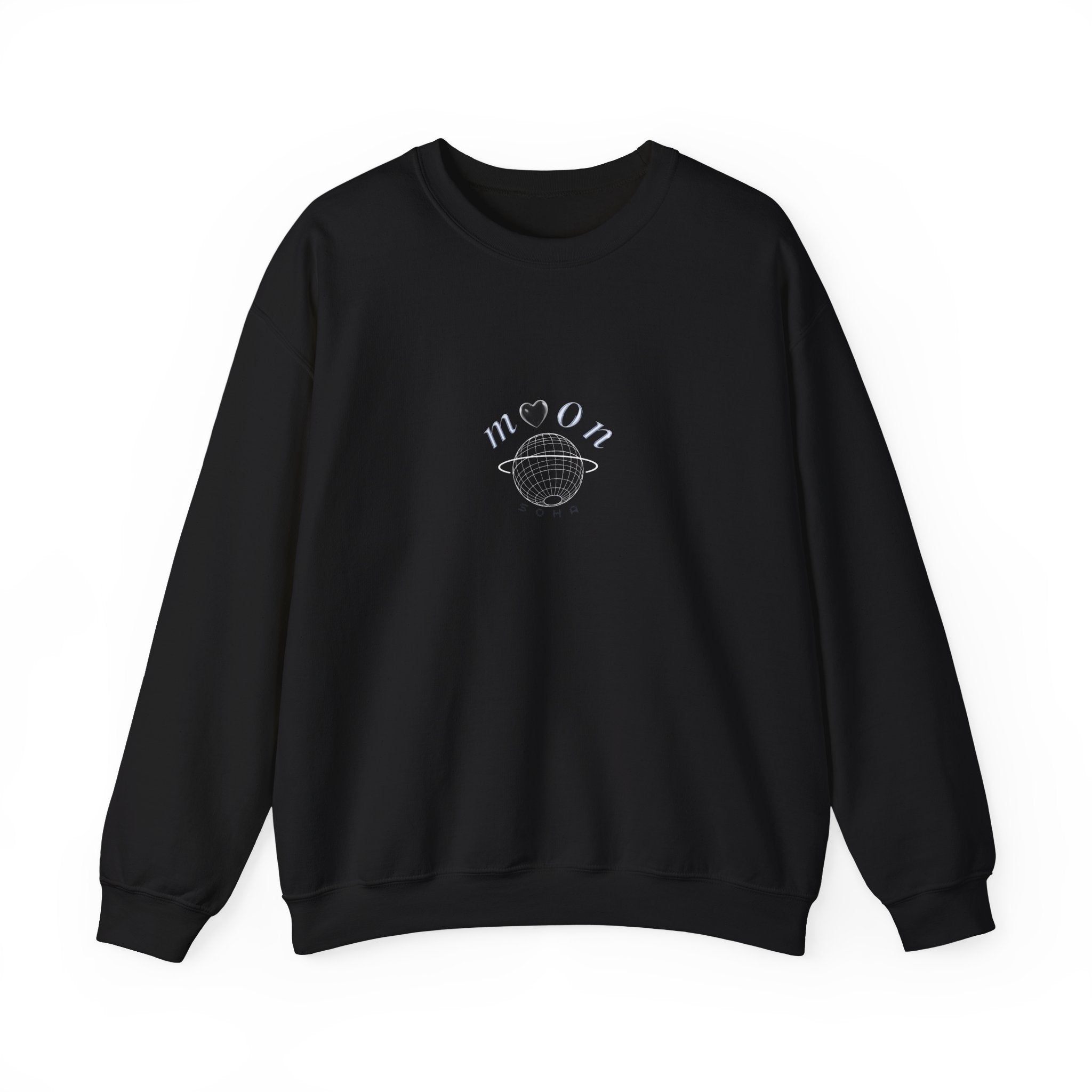 NEOLUNA Crewneck (BLACK) – Retro-Tech Celestial Sweatshirt | MOON SOHA