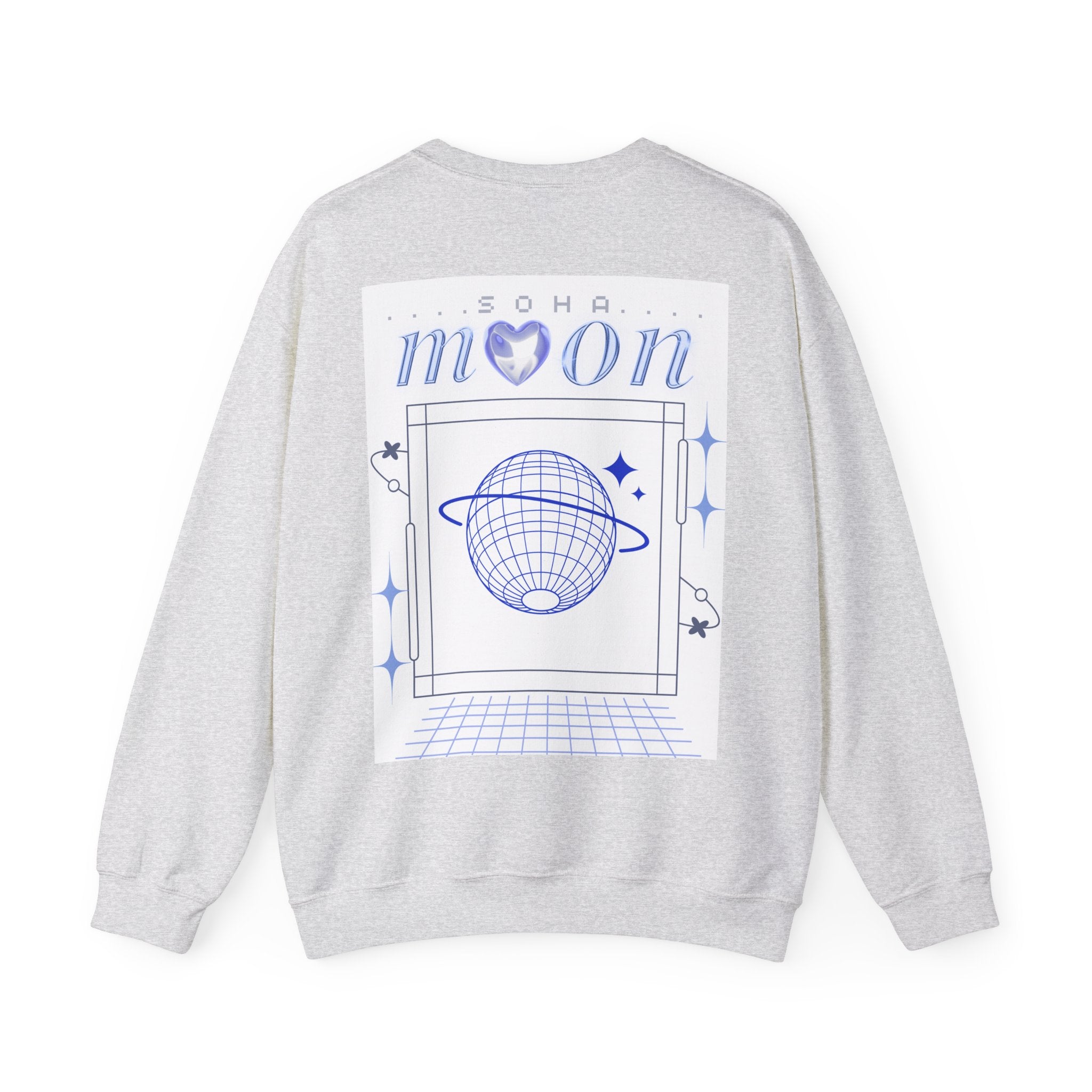 NEOLUNA Crewneck (WHITE) – Retro-Tech Celestial Sweatshirt | MOON SOHA